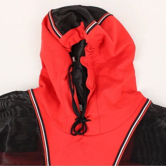 Gizia Sport M2C017 Hooded Athletic Blouse With Mesh Shoulders In Red - Women's 4 - Picture 3 of 15